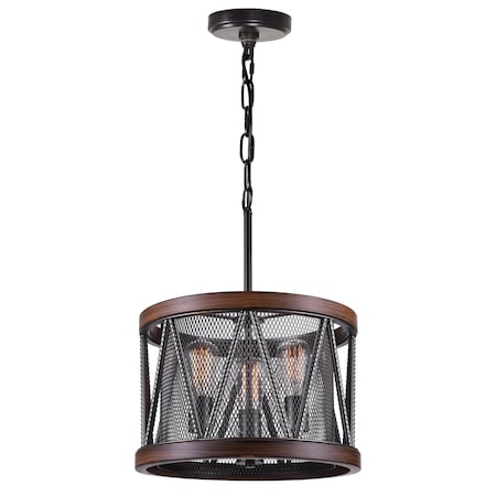 Cwi Lighting Parsh 3 Light Drum Shade Chandelier With Pewter Finish 9954P16-3-101